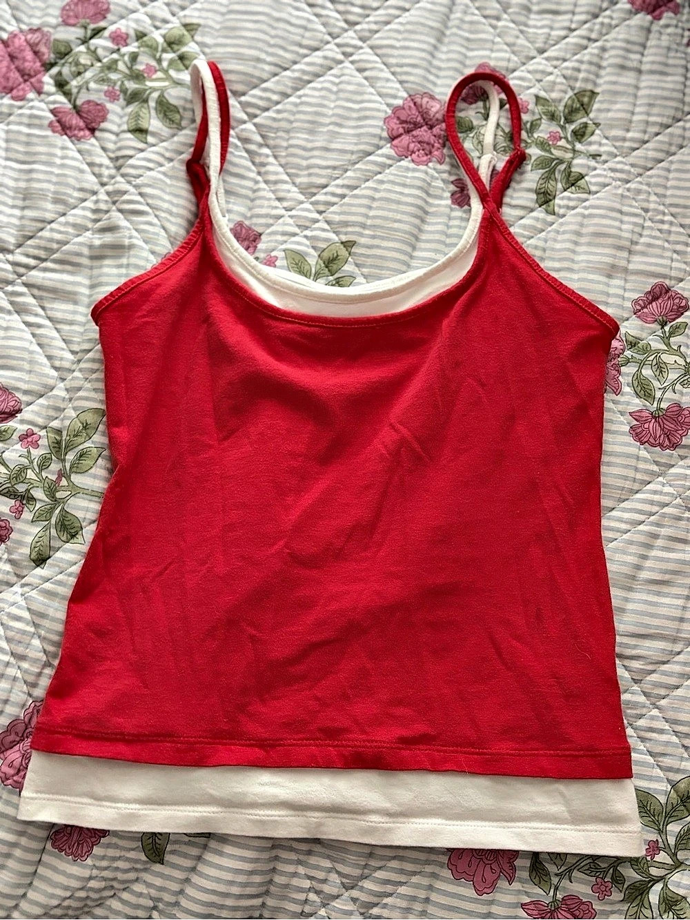 American Eagle AE Twice As Nice Cami Red & White Tank Top